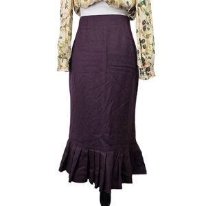 John Galliano Paris wool/silk knit with pleated ruffle edge Midi Skirt (Rare)